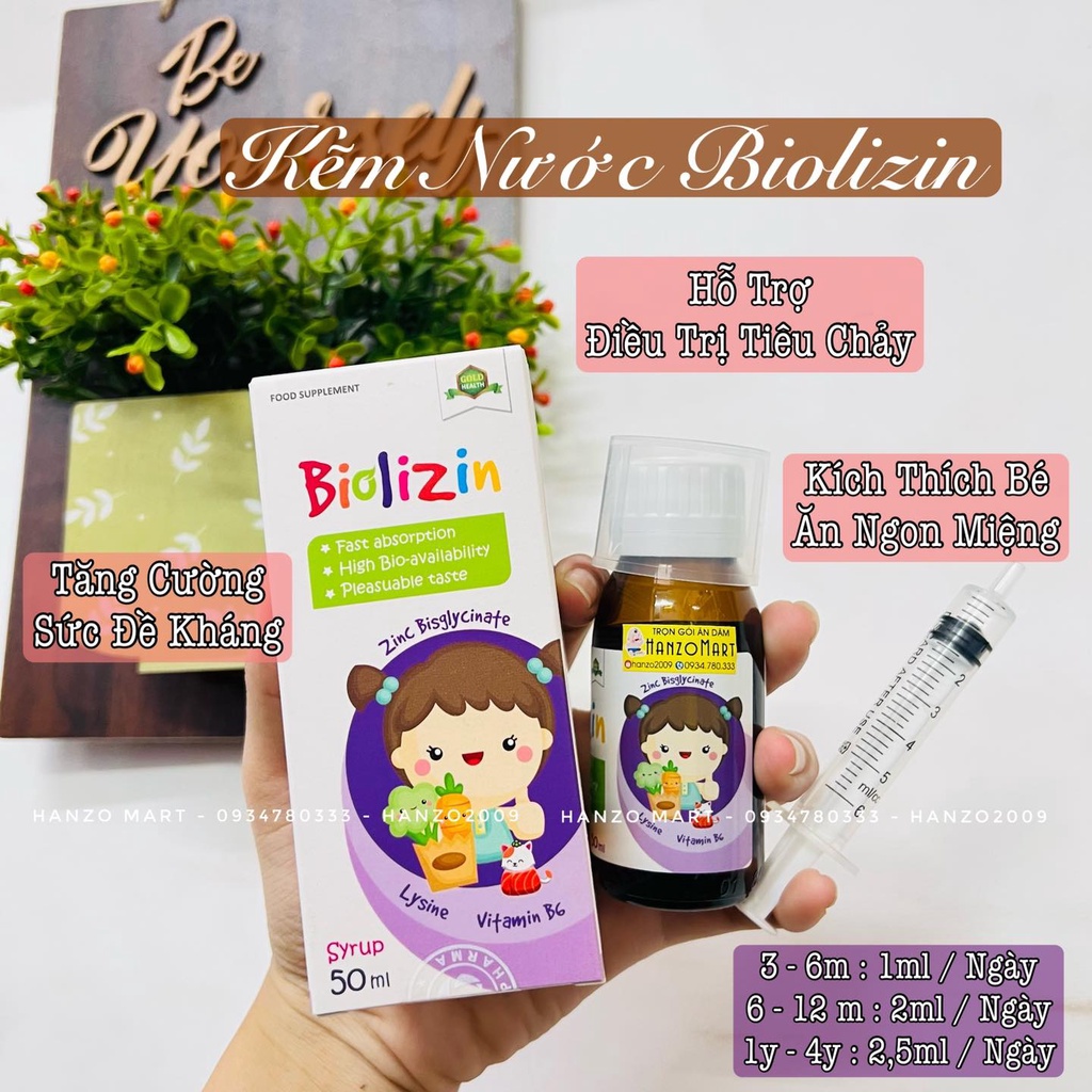 Kẽm biolizin hữu Cơ Lysine B6 Giúp Bé Ăn Ngon Tăng Đề Kháng Bổ Sung Kẽm Chai 50ml