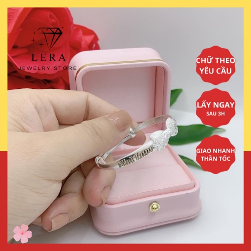 Vòng tay nơ bạc nguyên chất cho bé 0-3 tuổi khắc tên theo yêu cầu, lắc nơ cát khắc chữ cho bé tại Lera trang sức bạc