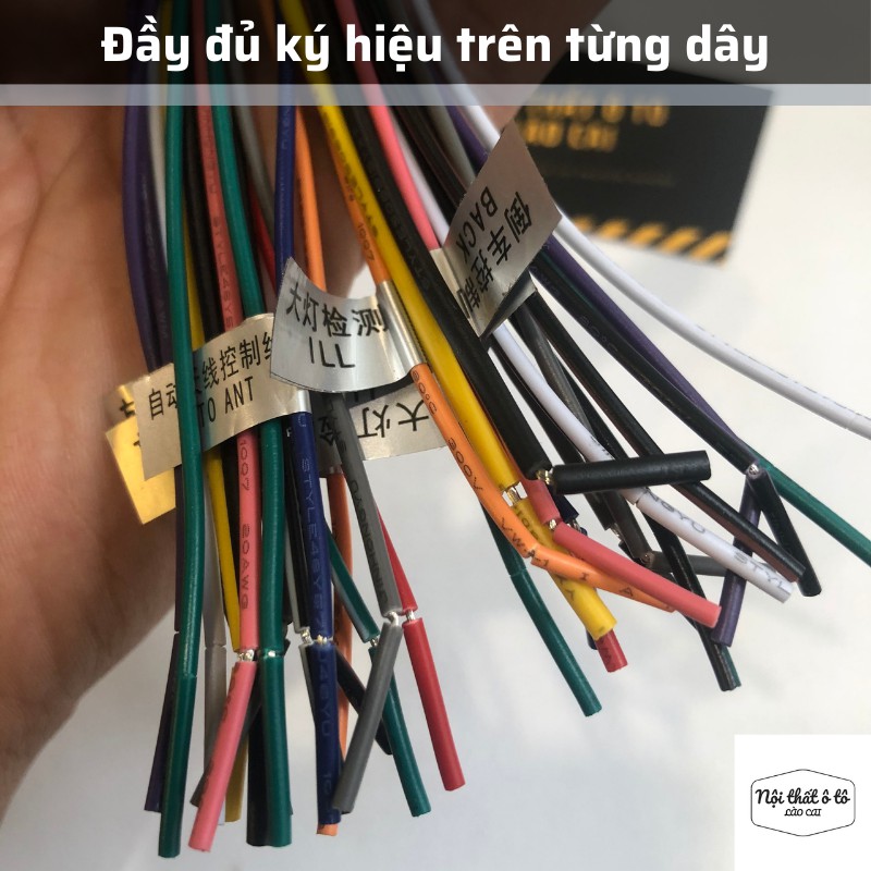 Dây nguồn 16 pin cho màn hình Android, có ký hiệu rõ dàng trên từng dây, dễ dàng lắp đặt. Phụ kiện ô tô Lào Cai.