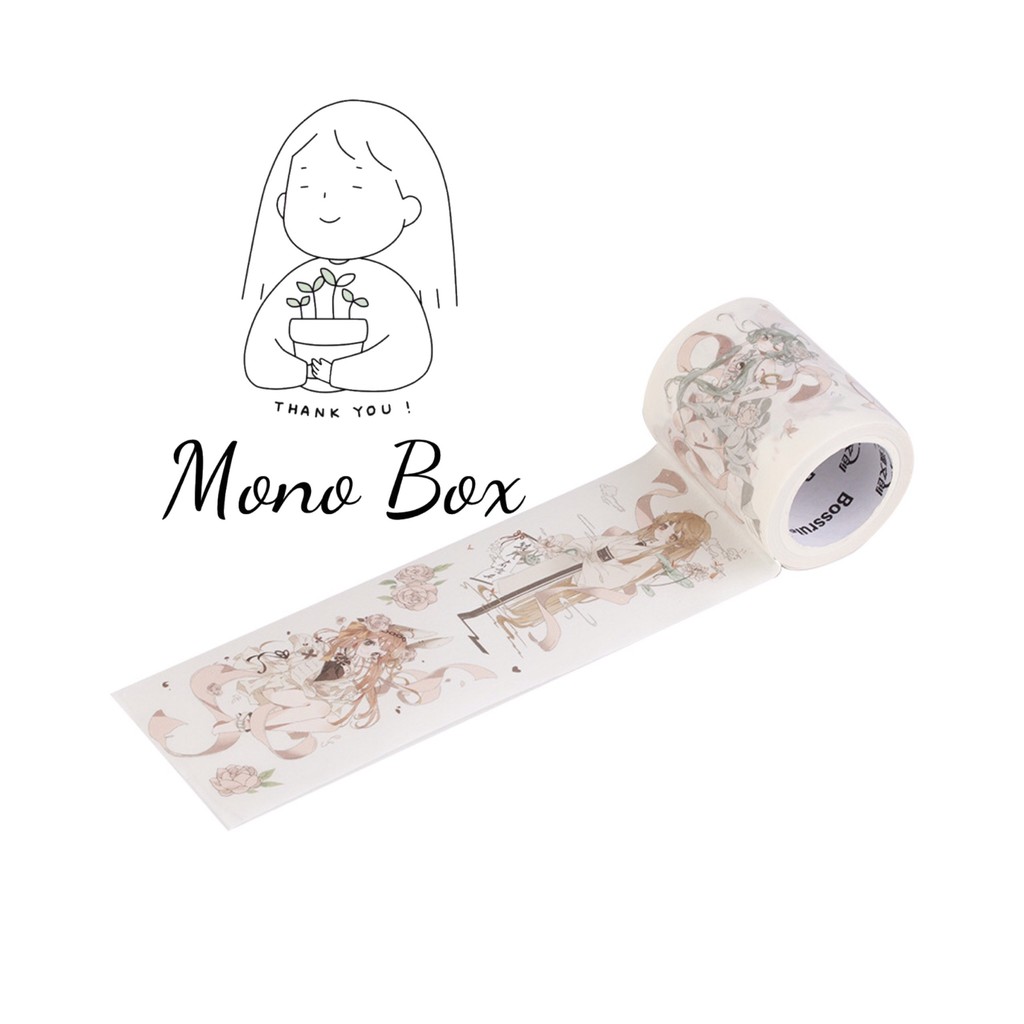 [Chiết] Washi tape 35x5.5cm băng keo, băng dính trang trí mã Mono_box 00201