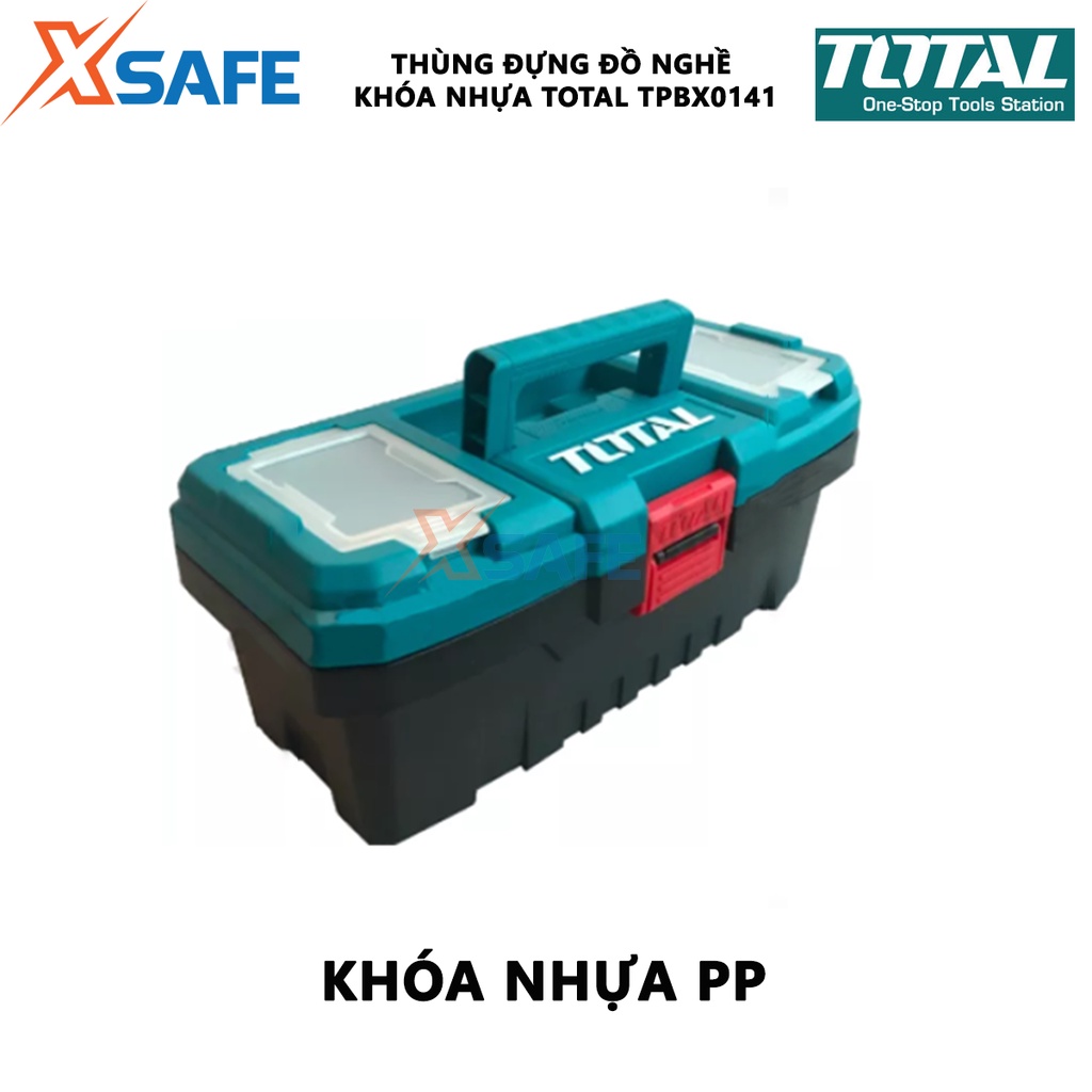 Hộp đựng đồ nghề TOTAL TPBX0141 Thùng dụng cụ khóa nhựa PP tải trọng tối đa 10kg, chất liệu nhựa PP, tay cầm độ bền cao