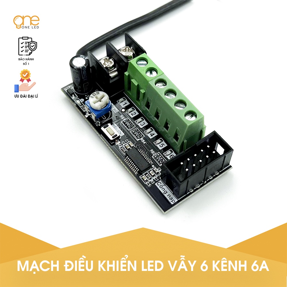 Mạch điều khiển Led Vẫy 6 kênh cống suất 6A, Điều khiển LED liền dây, led đúc OneLED V4.4