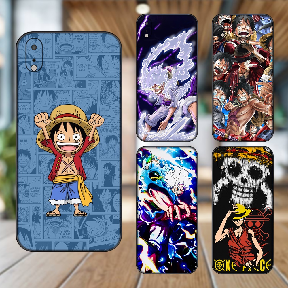 Ốp lưng iPhone Xr dẻo đen cạnh vuông in hình Luffy One Piece