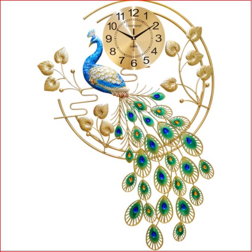 Đồng hồ treo tường trang trí chim công sang chảnh phong cách hiện đại Lian2878 chính hãng