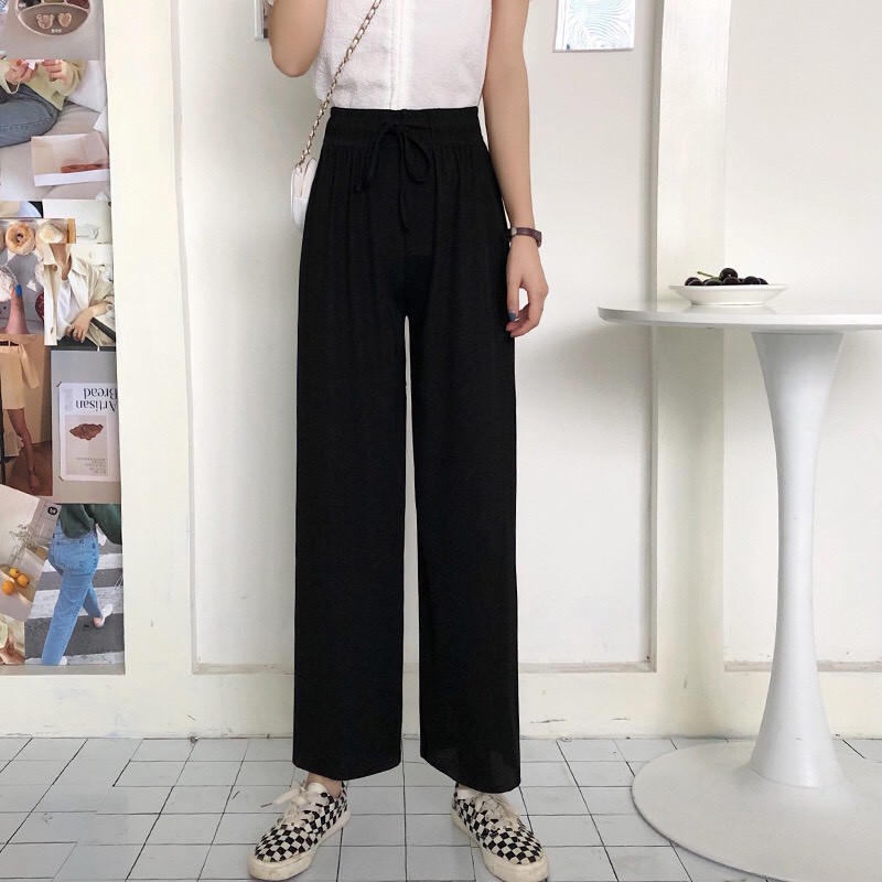 Quần ống rộng culottes vải tăm 95cm