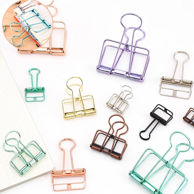 Set 2 kẹp giấy 40*22mm bằng kim loại nhiều màu sắc chất lượng cao
