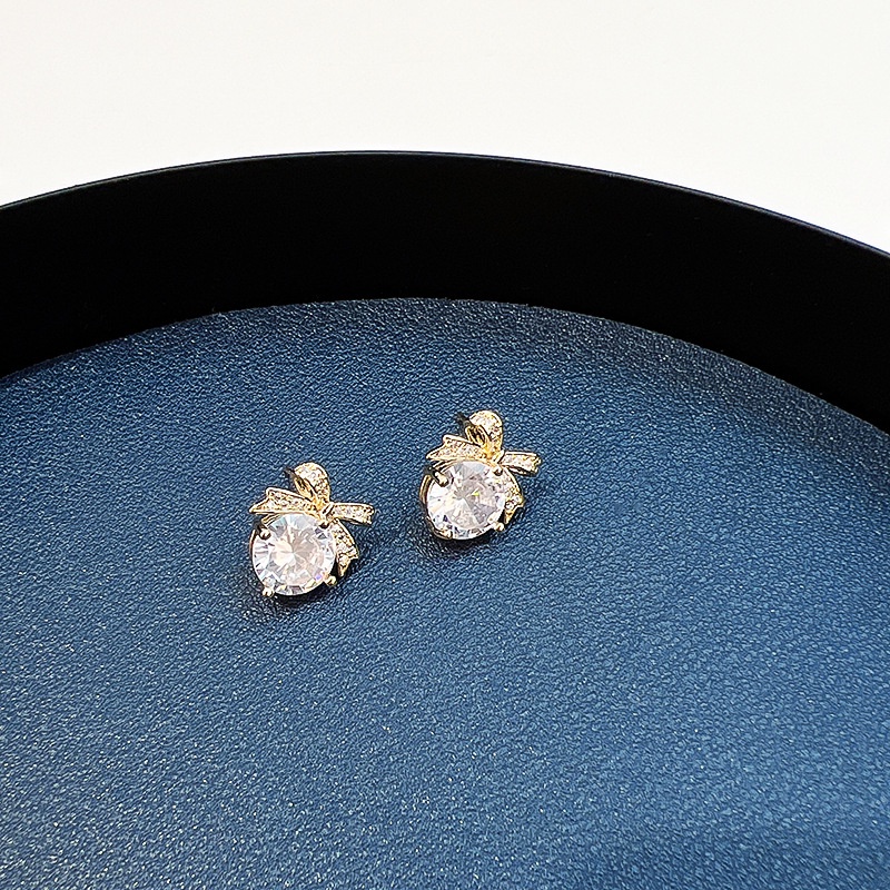 Đôi Bông Tai Hình Nơ Đính Đá Thời Trang