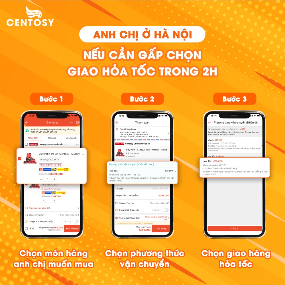 Giày Patin Trẻ Em [Centosy]  Bear - Có Đèn Bánh, Form Chắc Chắn, Phanh Chân An Toàn