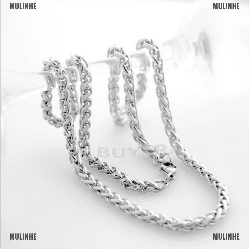 Vòng cổ bằng thép không gỉ mạ bạc cho nam 3 / 4 / 5 / 6MM