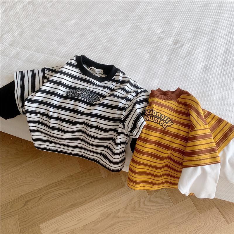 Hàng Mới Về Áo Thun Tay Dài Giả Hai Mảnh Bằng Cotton 100% Thời Trang Thu Đông Hàn Quốc Dành Cho Bé Trai