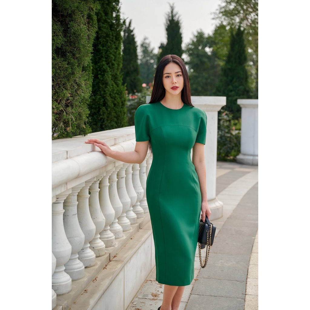 Đầm bút chì ôm darkgreen nữ HUONG BOUTIQUE HBV1179