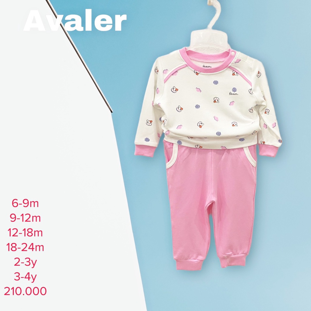 Bộ dài tay cài vai thu đông chất nỉ dày đẹp cho bé Avaler