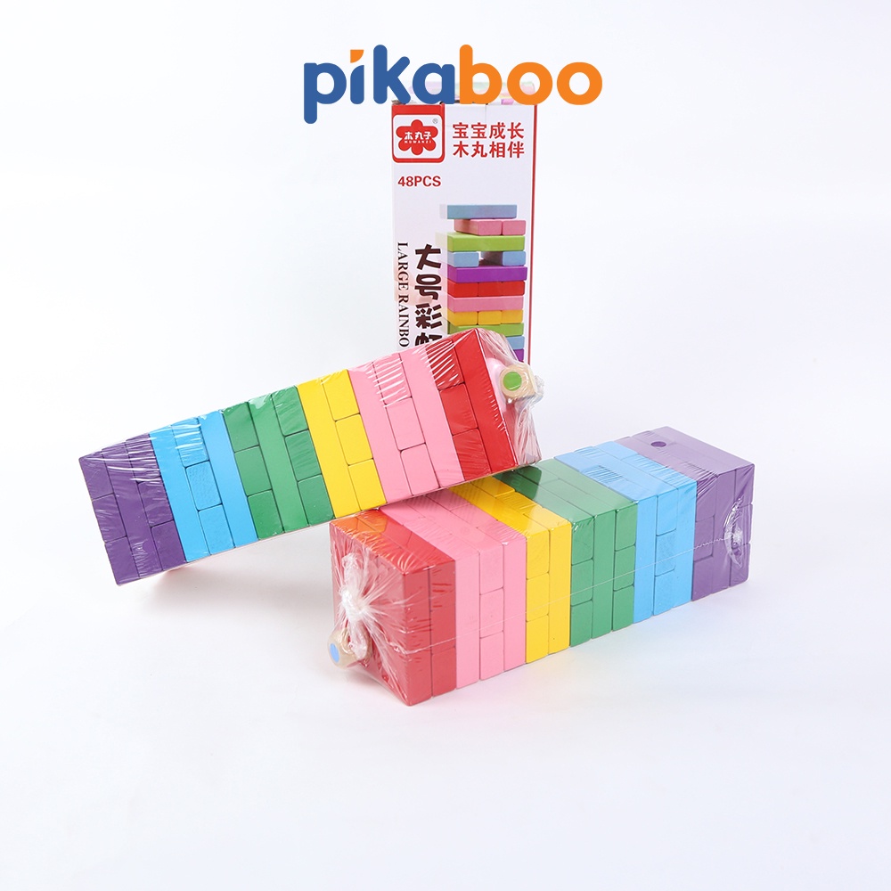 Trò chơi rút gỗ cao cấp Pikaboo 54 thanh kèm 4 xúc xắc kích thước 23x7.5x7.5cm an toàn tuyệt đối cho bé