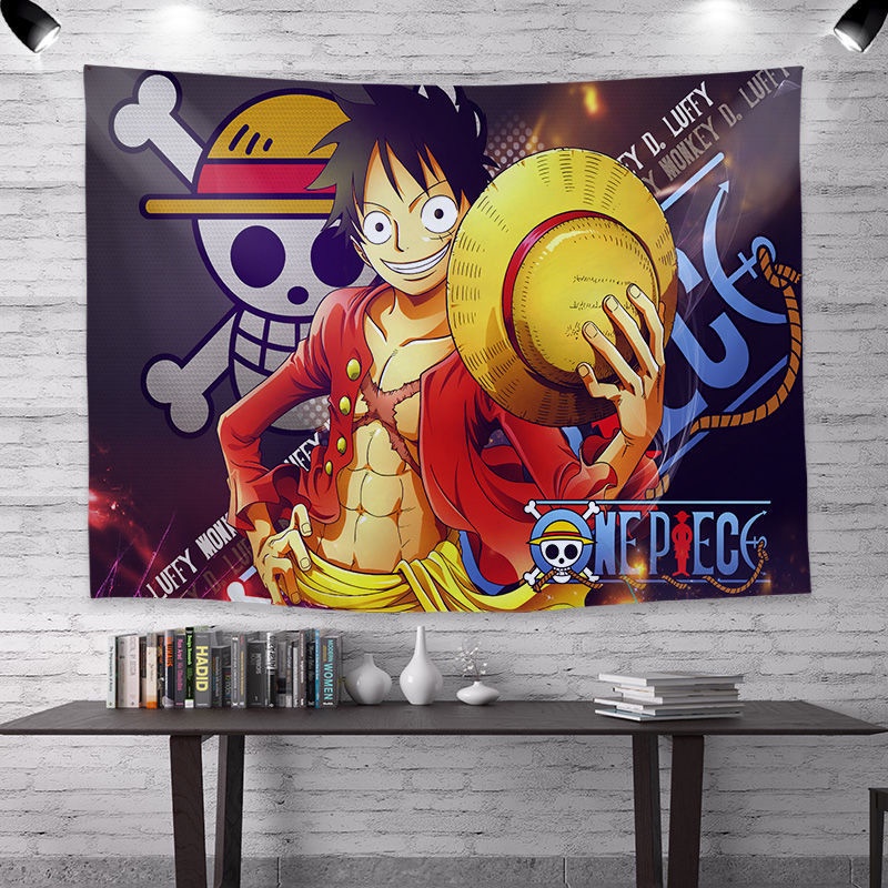 Phim hoạt hình Nhật Bản One Piece Luffy Nền Vải in Treo Trang trí Phòng ngủ Ký túc xá Ảnh Tường Che Tấm thảm Tấm thảm Những gì bạn thấy là những gì bạn nhận được