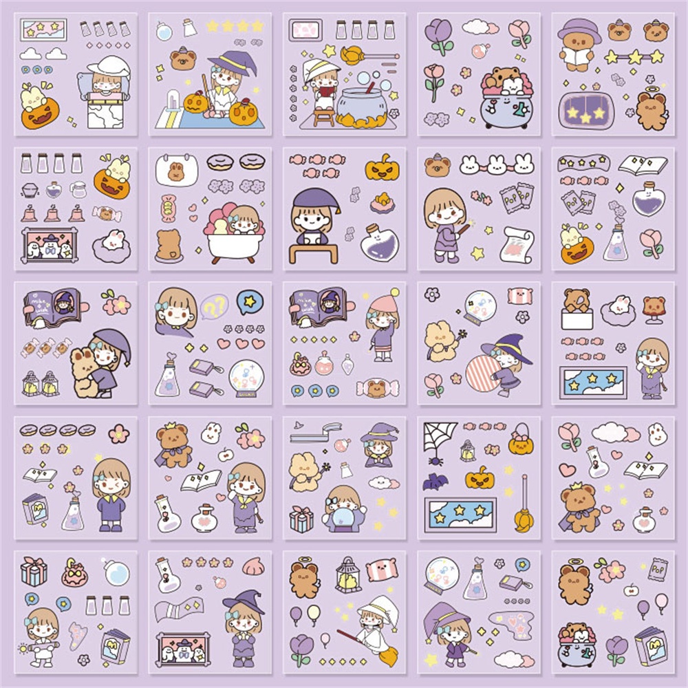 Set 100 Sticker Hoạt Hình Dán Trang Trí Sổ Tay