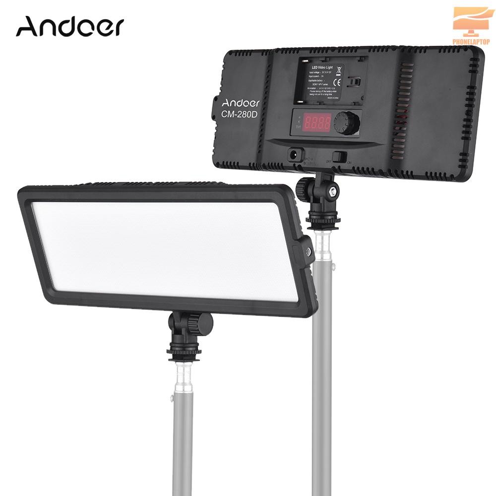 Lapt Andoer CM-280D CRI93 Super Slim LED Video Light Panel 3200K-5600K Bi-Color Dimmable Brightness with Cold Shoe Mount for Canon Nikon Sony DSLR Camera