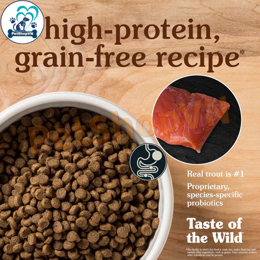 Thức Ăn Cho Mèo Hạt TASTE OF THE WILD CANYON RIVER Bao 6.6Kg Vị Cá Hồi Vân & Cá Hồi Xông Khói