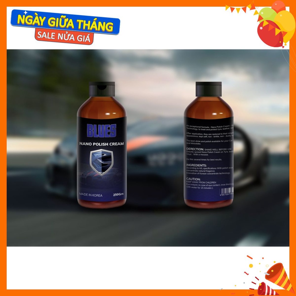 🔹Sale kèm quà tặng🔹Blues Nano Korea phục hồi phủ bóng - Nhựa nhám, ghế da, tablo cho ô tô