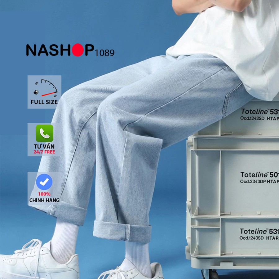 Quần bò quần jean bò ống rộng quần jean bò ống suông jeans nam nữ unisex lưng cao cạp cao quần đẹp hot 2021 QT19 nashop | BigBuy360 - bigbuy360.vn