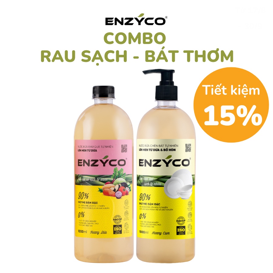 Combo Nước Ngâm Rau Củ Và Nước Rửa Chén Sinh Học ENZYCO An Toàn Không Hóa Chất Dishwashing liquid