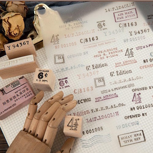 [Stamp] Con dấu gỗ in hình chữ phong cách vintage cổ điễn trang trí bullet journal