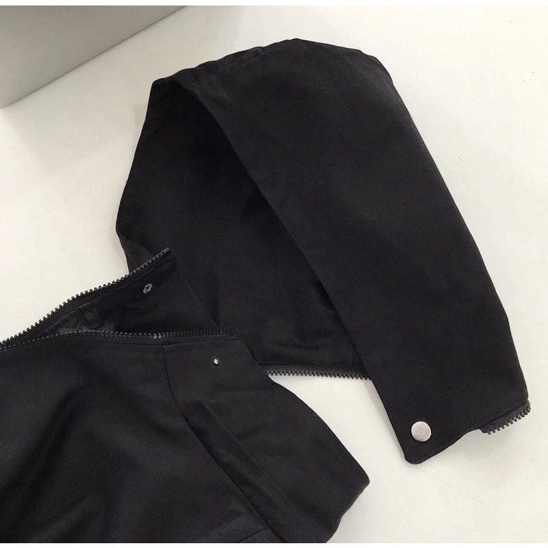 Áo Khoác Kaki Jacket Trơn Nón 2 Lớp Form Rộng Nam Nữ Unisex