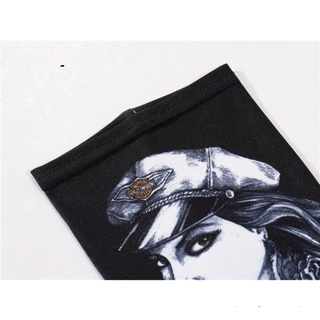 Găng tay ống chống nắng in họa tiết hình xăm xe mô tô Harley Davidson