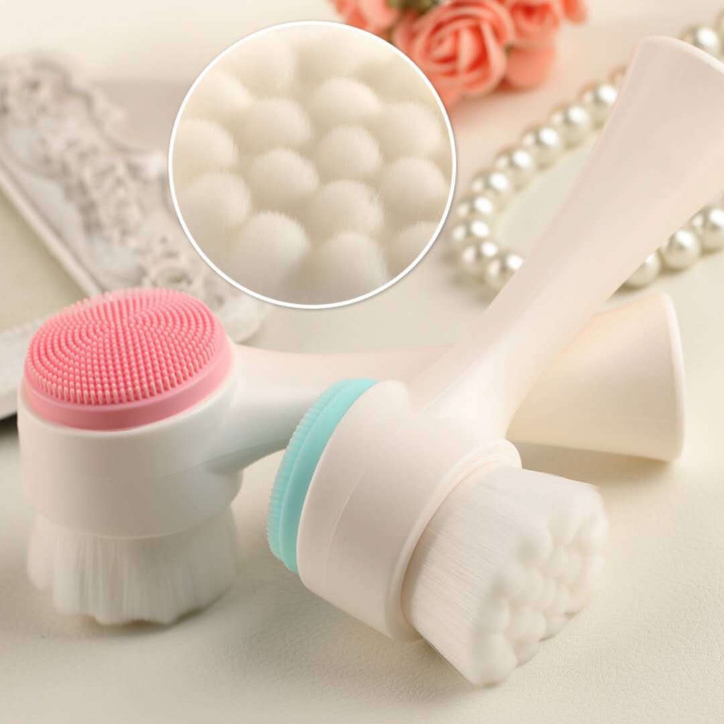 Cọ massage rửa mặt KOREA 2 đầu 3D gai silicon