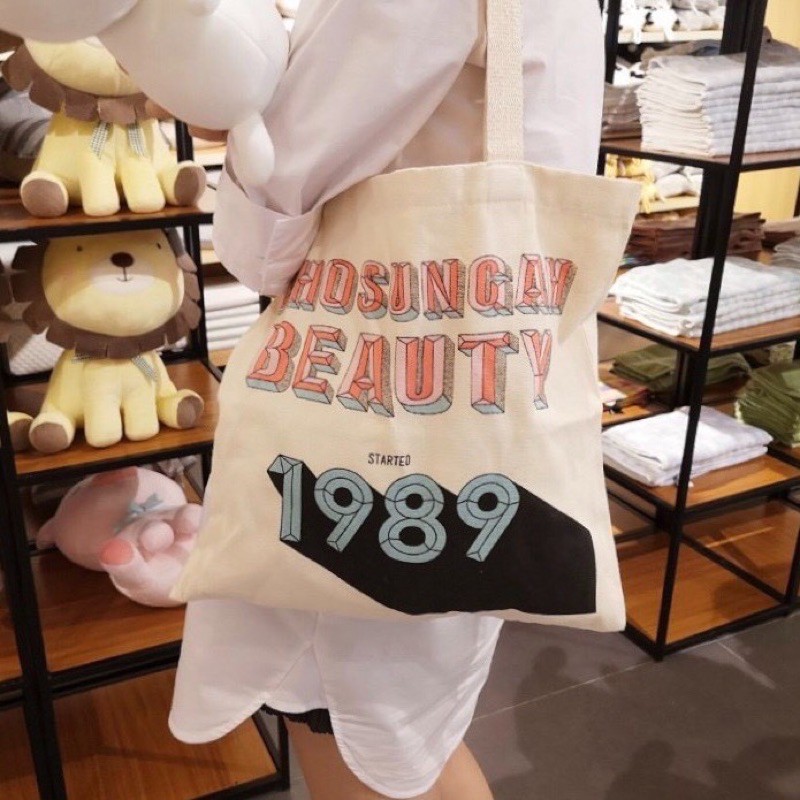 Túi Tote Vải Canvas Vintage Phong Cách Unisex