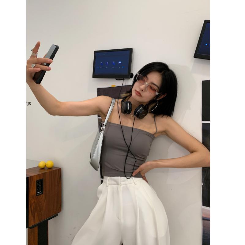 Áo Ống Một Mảnh Màu Trơn Có Đệm Ngực Thời Trang Mùa Hè Dành Cho Nữ