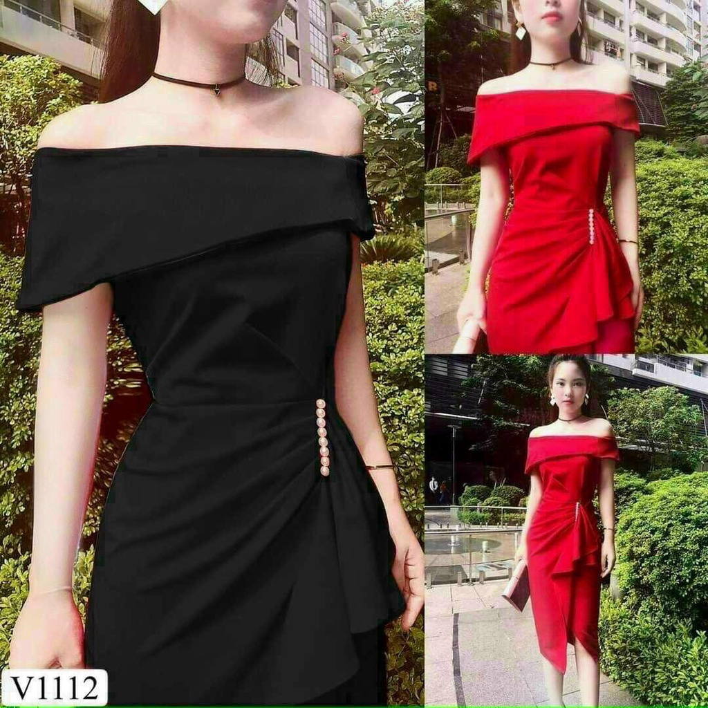 Đầm bẹt vai đính cườm siêu đẹp hot nhất năm đi chơi, dự tiệc, dạo phố đều hợp fashiuonzero-65005