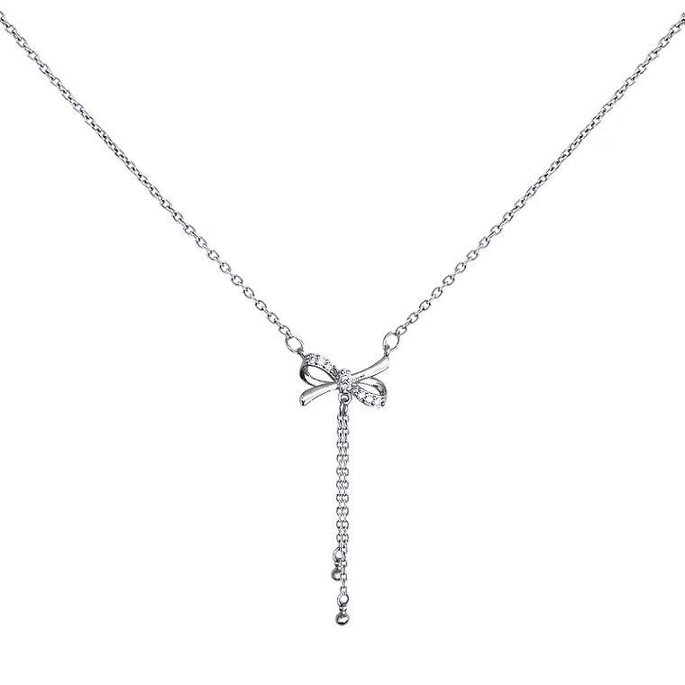 Dây Chuyền Nơ Đính Đá 2 Tua Rua Bi - Vani Store - TS000637