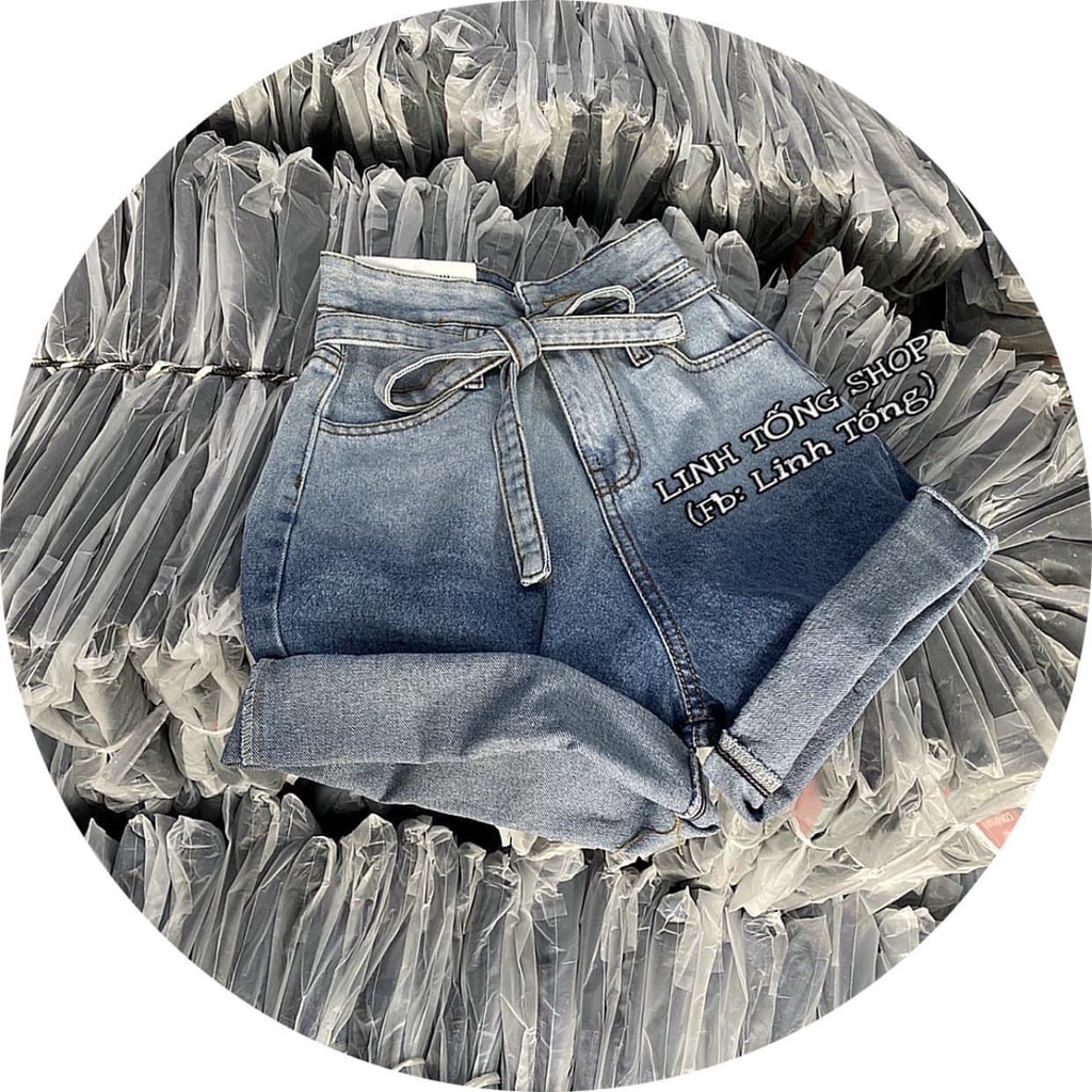 quần short jean nữ. quần ngố jean nữa gấp gấu loang 2 màu mã mới