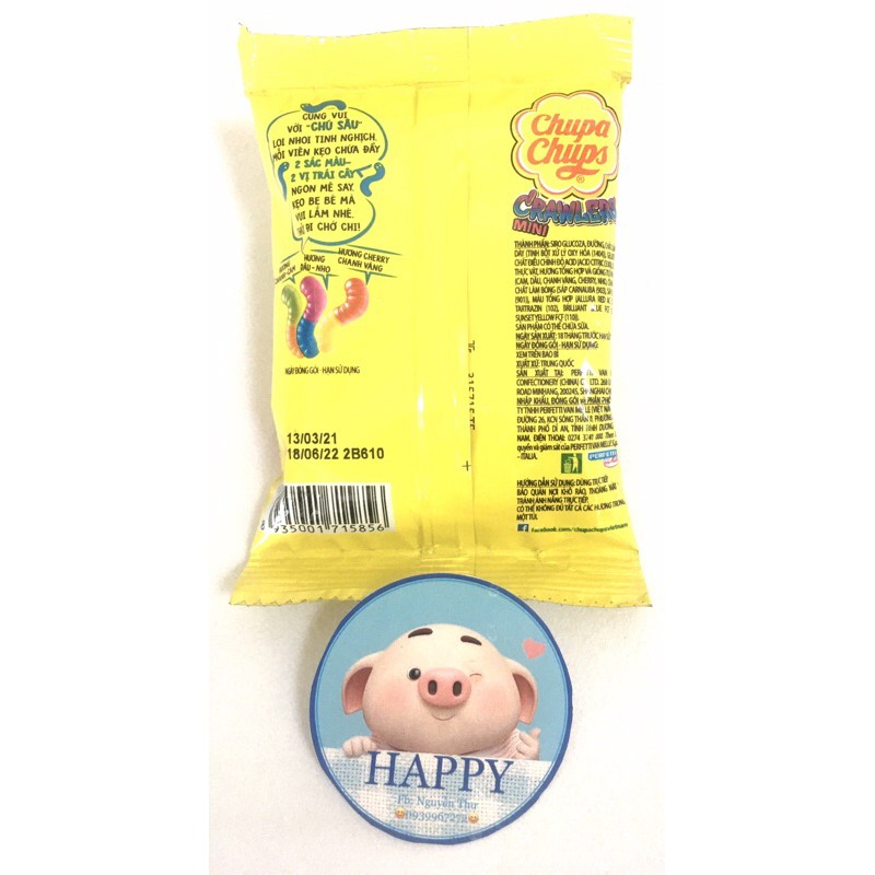 Kẹo dẻo Chupa Chups Crawlers Mini hương trái cây hỗn hợp gói 24g