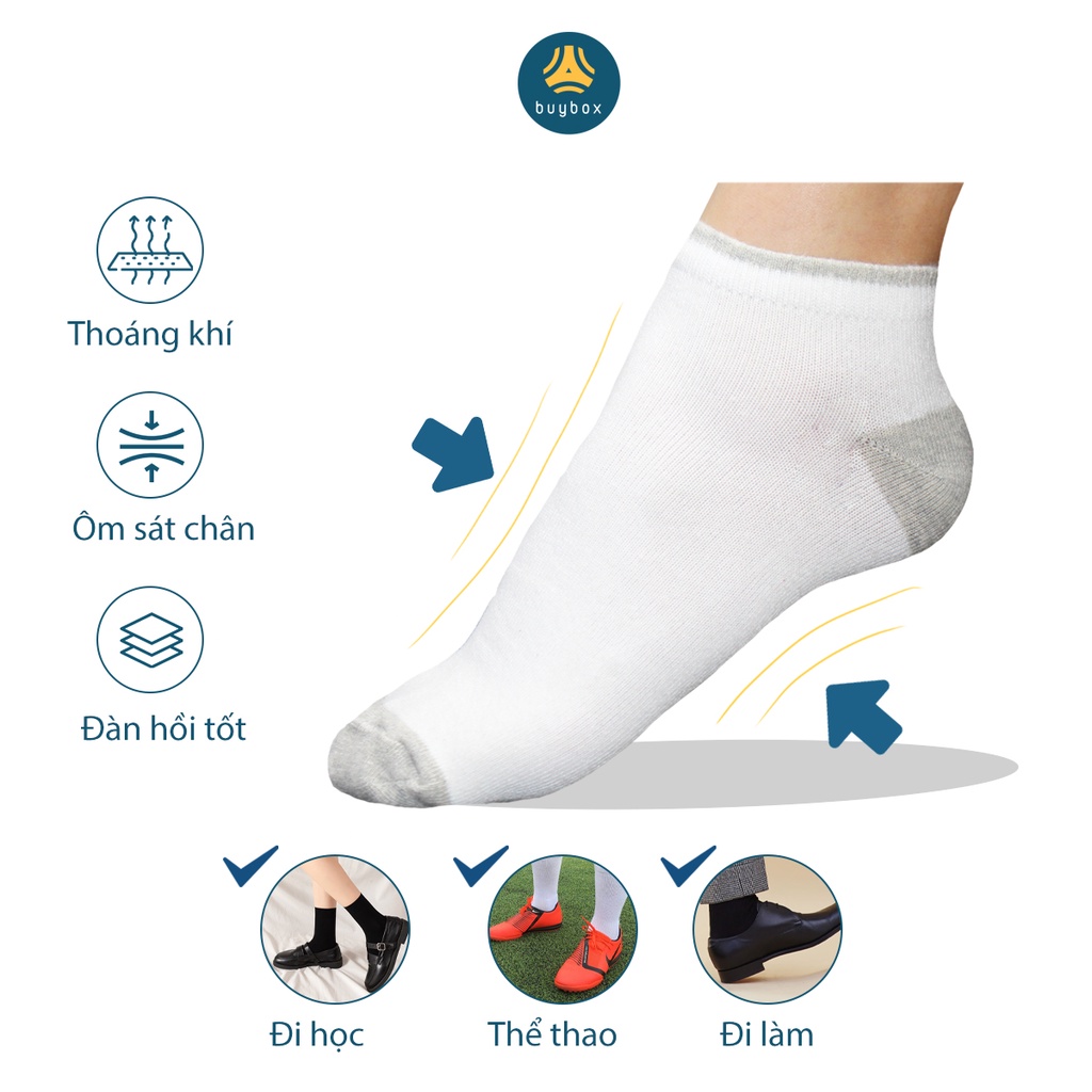 Combo 4 đôi vớ ngắn buybox phong cách unisex, chất liệu cao cấp, thoáng khí, thoải mái khi mang - buybox - BBPK214