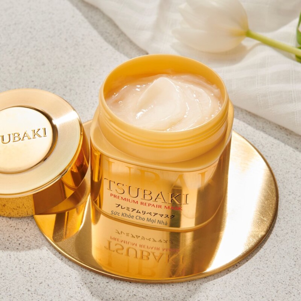 Combo gội xả Premium Moist dưỡng tóc bóng mượt và mặt nạ tóc phục hồi hư tổn Tsubaki suckhoechomoinha