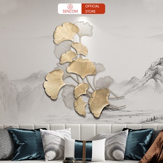 Tranh sắt treo tường trang trí lá gingko dọc SENCOM, tranh decor nghệ thuật phòng khách - A1042