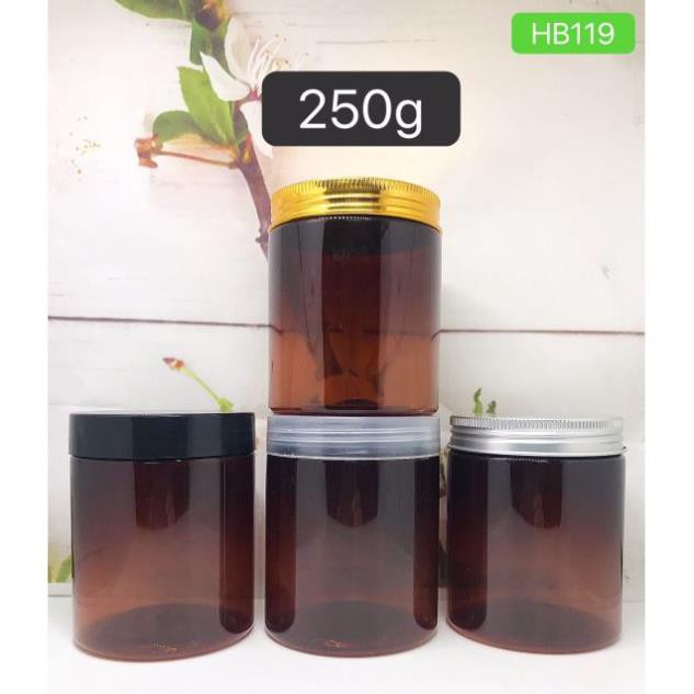 Hủ Đựng Kem ❤ SIÊU RẺ ❤ Hũ Nhựa Pet Trong,Nâu,Đen 200g,250g đựng mỹ phẩm, thực phẩm, đồ khô, ngũ cốc