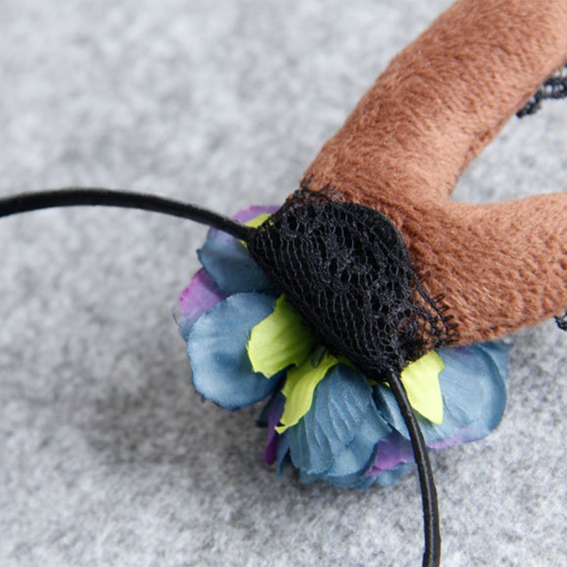 Băng Đô Cài Tóc Hình Sừng Hươu Đính Hoa Hoạt Hình Cho Bé Gái