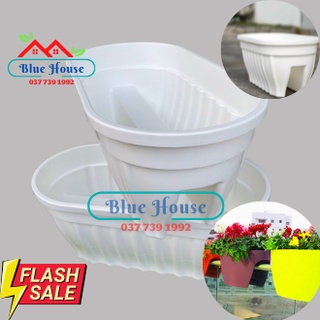 Chậu nhựa kẹp lan can chữ nhật