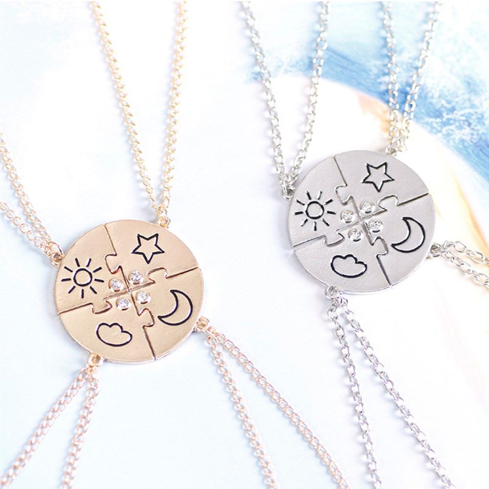Set 4 Vòng cổ Tình Bạn Đính Đá Mặt Trăng Mặt Trời Đám Mây|Vòng Tay Tình Bạn Nhiều Màu Thời Trang