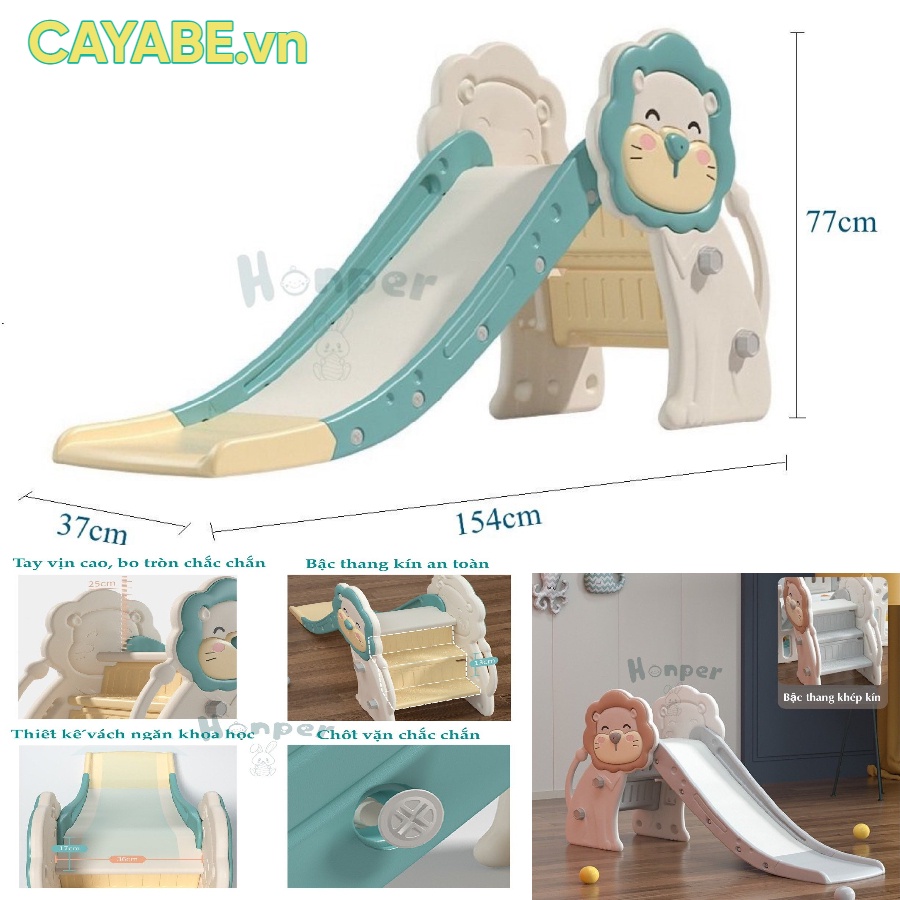 Quây bóng nhựa cho bé sư tử gấp gọn CAYABE (có quây lẻ và có combo cầu trượt, xích đu, bập bênh sư tử)