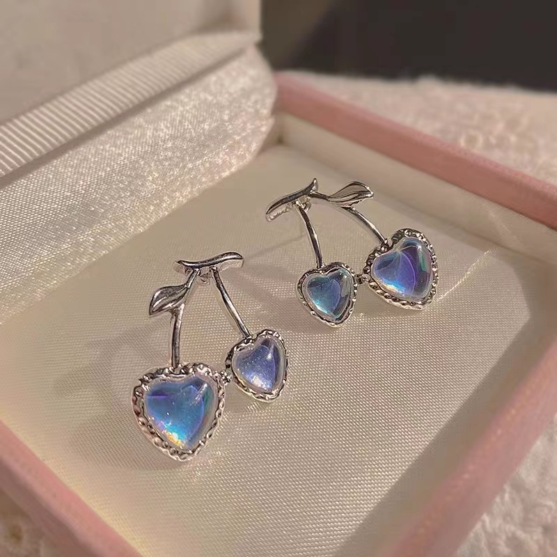 Khuyên Tai Hình Quả cherry Màu Xanh Dương Thời Trang Mùa Hè Hàn Quốc 2022