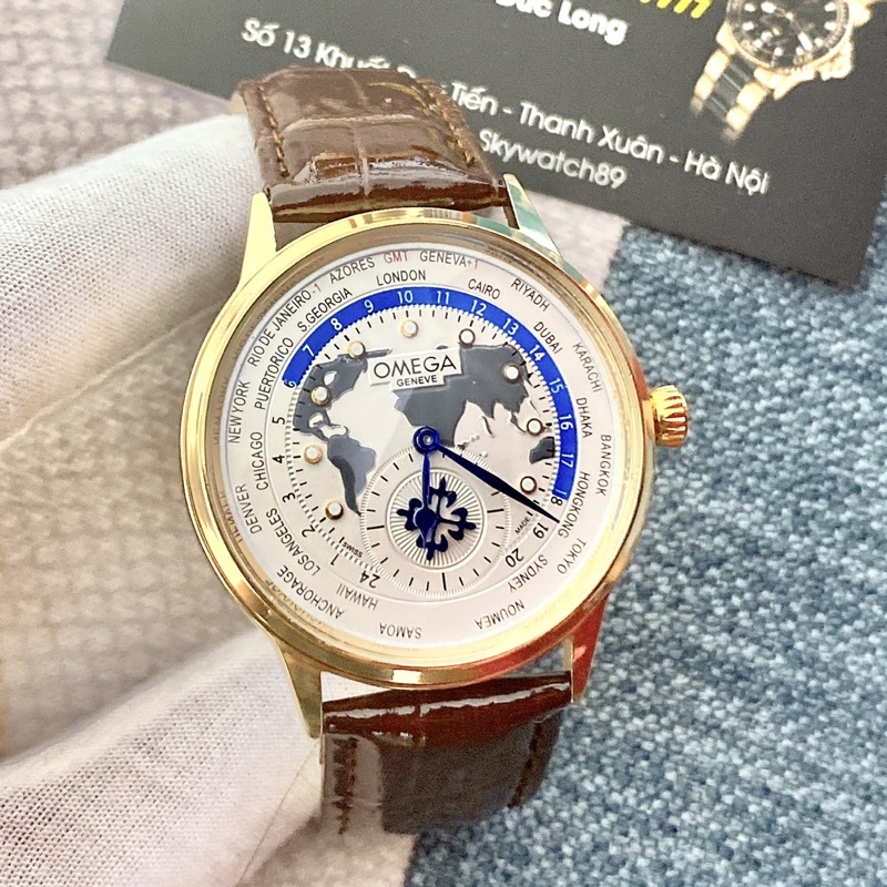 Đồng hồ nam OMG dây da đen nâu máy pin mặt nổi bật phong cách trẻ trung năng động