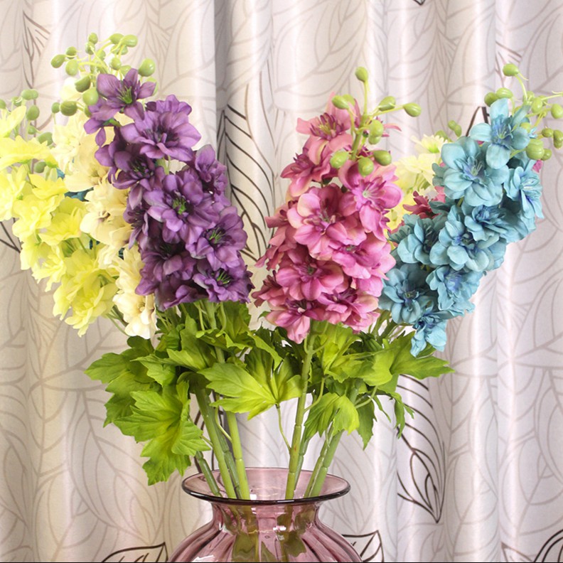 Bó hoa Delphinium Hyacinth nhân tạo làm từ lụa dùng trang trí nhà/tiệc cưới độc đáo