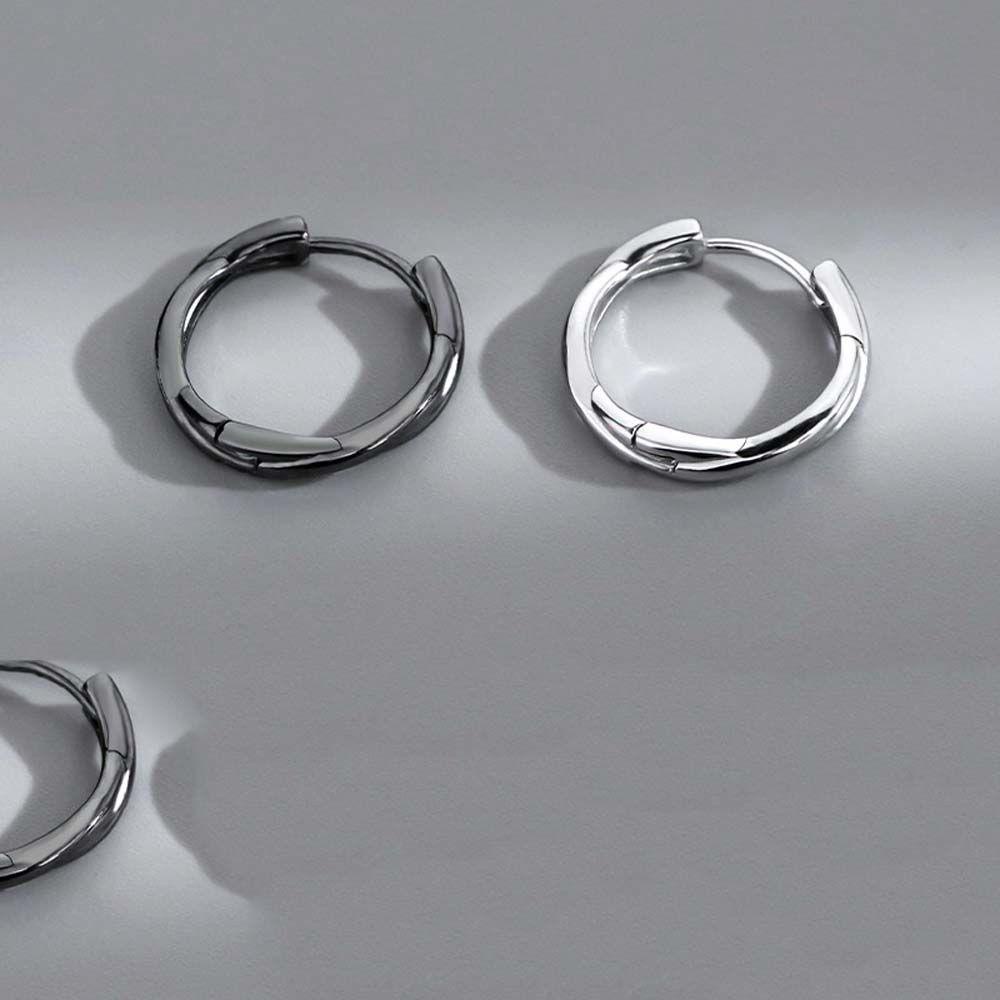 Khuyên Tai Vòng Tròn Xoắn Màu Đen Phong Cách Rock Chất Lượng Cao Dành Cho Nam