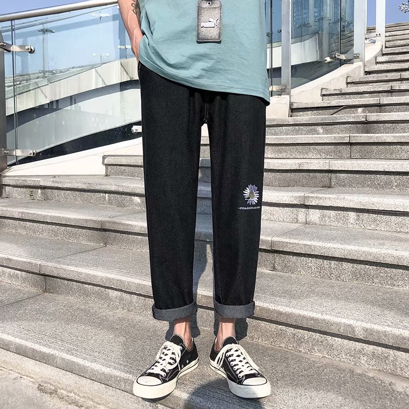 Men's street-style street-style long-leg jeans for men