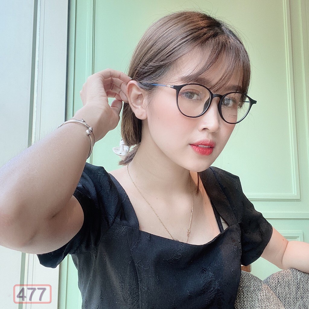 Gọng kính cận dẻo tròn càng kim loại HAINAM EYEWEAR nhiều màu TR90 8096