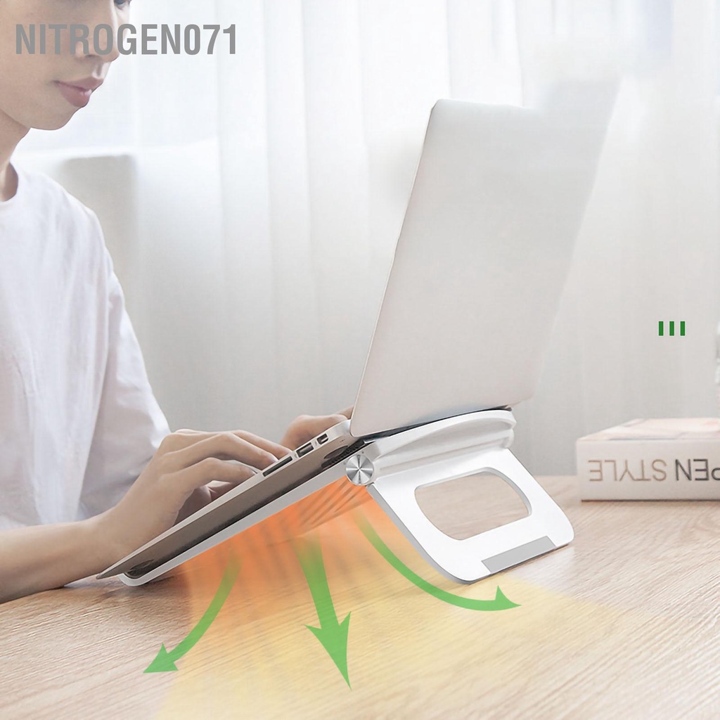 Nitrogen071 Giá đỡ laptop tablet bằng nhựa ABS kiêm đế tản nhiệt nâng máy tính - Chân đế gấp cho máy tính xách tay không trượt di động để bàn