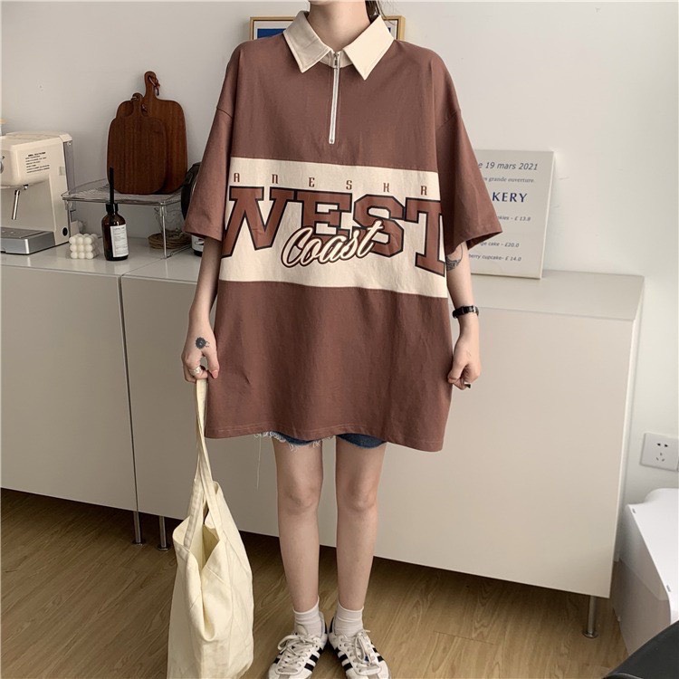 Áo thun polo WEST COAST tay lỡ form rộng unisex ZOZO